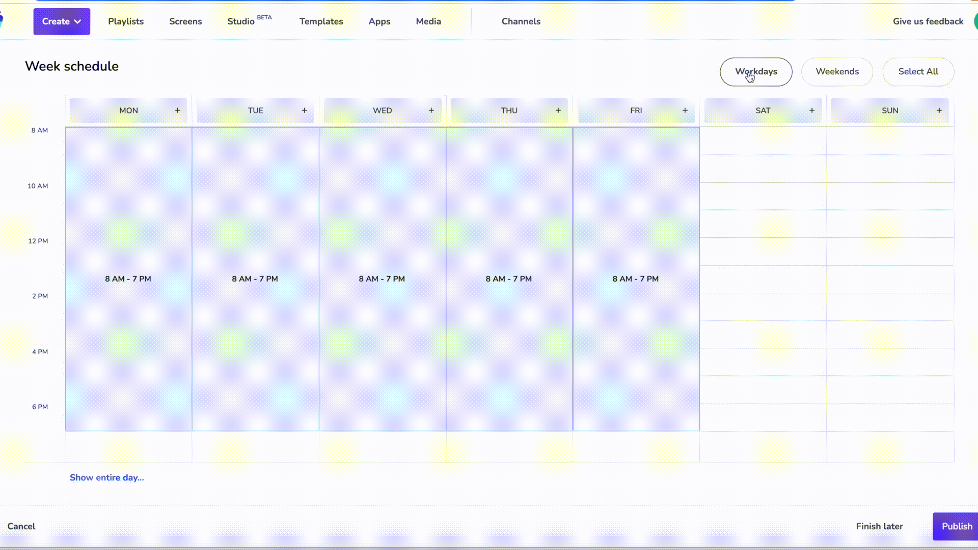 Digital signage content scheduler