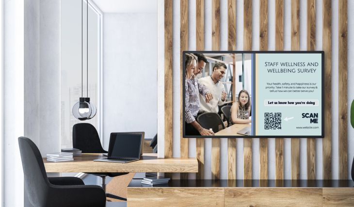Use digital signage in your conference rooms, offices, warehouse floors & more for a new approach to employee engagement