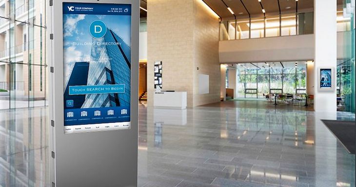 Fugo digital signage software can help you create static or touchable way-finding displays for your building