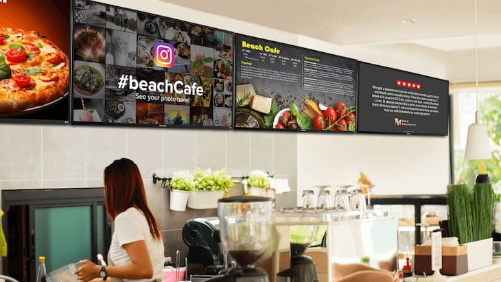 Social media apps for restaurant digital menu boards