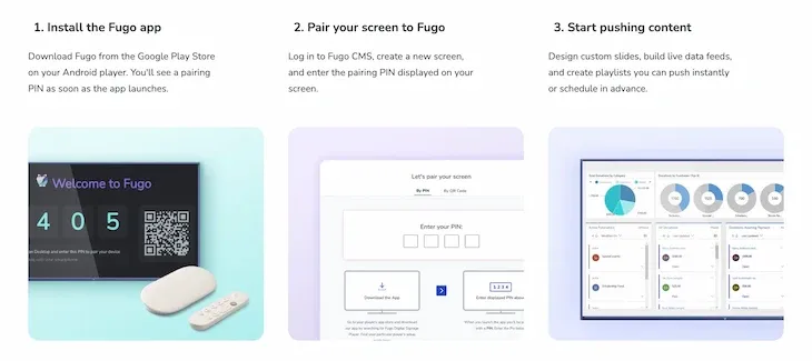 Fugo digital signage software setup steps for Android players