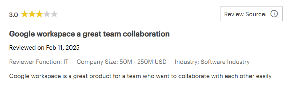 An average Google Workspace review.