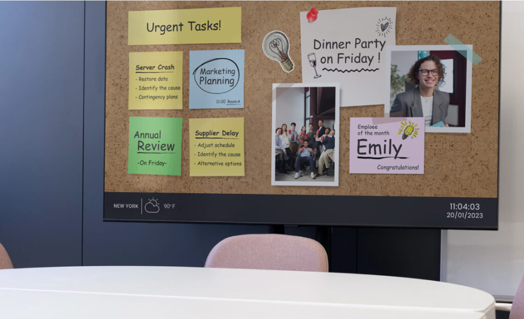 An example of a digital bulletin board.